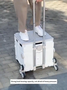 KUKI Outdoor Camping Trolley Cart Stair-Climbing Wheel Foldable Shopping Cart Storage Grocery Cart