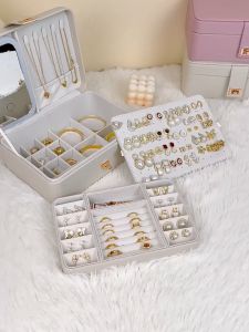 High-Quality PU Leather Makeup Box & LED Light Mirror: A Multifunctional Storage Solution