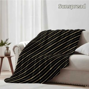 Beast Kingdom | Chăn Flannel Sọc Vàng Nhẹ Nhàng Mềm Mại Ấm Áp Chất Liệu Lông Cừu San Hô Dùng Trang Trí Nhà Cửa Giáng Sinh Halloween Trang Trí Phòng Ấm Cúng 100% Polyester