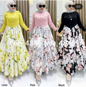 dress rajut kancing viral