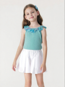 Marc&Janie | Floral Lace Ruffle Hem Ribbed Girls Vest