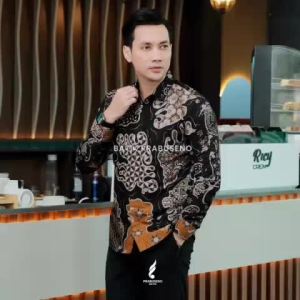 Prabuseno SENAPATI Original 100% Kemeja Batik Pria Prabuseno Atasan Lengan Panjang Bahan Katun Printing Premium Halus Adem Nyaman Lapis Furring Premium Baju Batik Dewasa Modern Mewah Seragam Kerja Kantor
