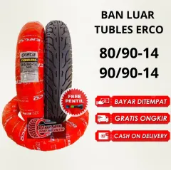 SATU SET BAN LUAR TUBLES ERCO FREE PENTIL 80/90-14 & 90/90-14 ALL MOTOR MATIC