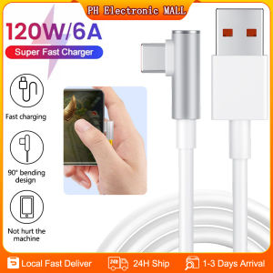 120W 6A Xiaomi Elbow USB Type C Cable 6A Fast Charger Cable 1/1.8M