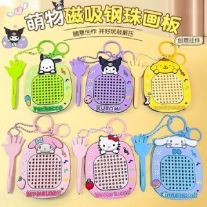New MINISO Creative Cartoon Kuromi Capybara Stress Relief Maze Toy Magnetic Steel Ball Graffiti Art Board Keychain Pendant Gift