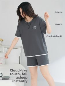 Miiow | Pure Cotton Sleepwear Womens Summer Short Sleeve Shorts Set Casual Large Size Ladies Home Clothes MiiOW Cat Person Brand