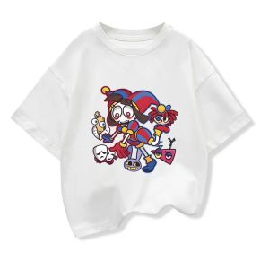 Bandai | The Amazing Digital Circus Graphic Girls T-shirt 100%Cotton Anime Loose Short Sleeve Tshirt Casual Tees Children Summer Clothes