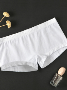 Men Cotton Boxers without Pockets Low Waist Underpants Soft Breathable Comfortable Youth Boxers Casual Tide