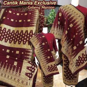 EXCLUSIVE SONGKET CANTIK MANIS GEBENG MAROON/ SONGKET PALEMBANG ASLI