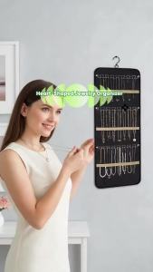 Sided Jewelry Holder Anti Tangle Jewelry Roll Organizer for Door Wall Closet Hanging Storage Bag for Earrings Rings Necklaces