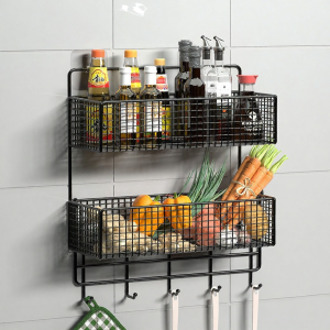 MUHONGYU | Wall Mounted Kitchen Storage Basket Water Draining Rack