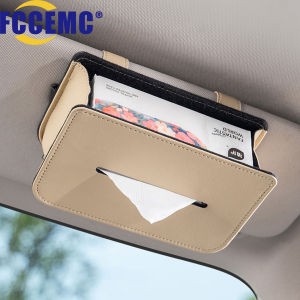 Car Tissue Box Holder Microfiber Leather Car Center Console Armrest Napkin Box Sun Visor Backseat Tissue Case with Fix Strap