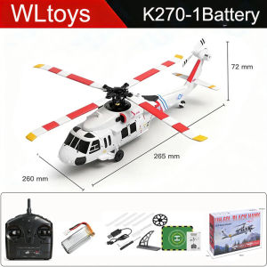 WLtoys | WLtoys 4CH RC Helicopter K270 UH-60L 6 Axes Aileron-free Design Fighter Jet Brushless Motor Hold Optical Flow One Key Plane Toy