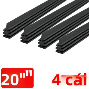 PINMOAP 4 Miếng Dán Thay Thế Cao Su Lau Kính Xe Hơi Không Khung 6mm Dùng Cho Cần Gạt Nước Kích Thước 14" Đến 32"