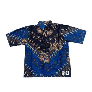 couple batik kemeja batik ayah dan anak laki-laki lengan panjang dan pendek motif kelabang biru umur 2-12tahun reguler