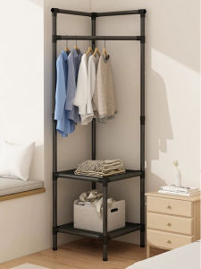 1PC Simple Coat Rack In Corner Floor-To-Ceiling Bed Rack In Bedroom Corner Storage Rack Hanging Clothes Rack