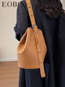 Hong Kong EOBO Large Capacity Leather Bucket Bag Womens New Style Commuter Single Shoulder Crossbody Bag Luxury Feel