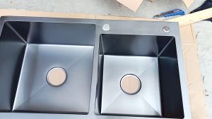 Nano Stainless Steel Kitchen Sink Undermount/Topmount Double Bowl Sink/ Sinki Dapur Berkembar Tebal Solid
