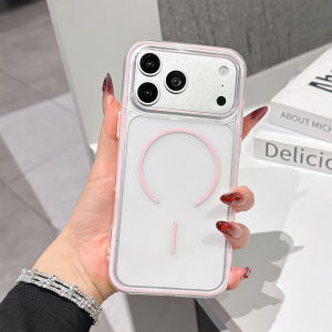 2IN1 Transparent Silicone Magnetic Case For iPhone 17 Pro Max 16 15 14 13 11 12 For Magsafe Wireless Charge Candy Color Cover