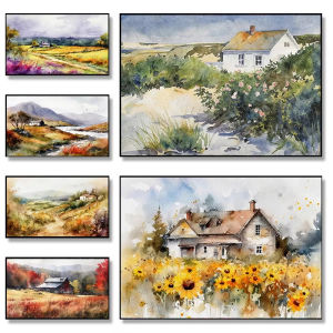 1000Pieces Jigsaw Puzzle for Adults Watercolor Country Cottage Scenery DIY Craft Home Wall Decoration Gift Idea