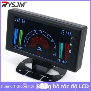 RYSJM | Đồng Hồ Đo Tốc Độ 6 Trong 1 Màn Hình LCD 5 Inch Với Cảm Biến Nhiệt Độ Dầu Điện Áp Và Nhiệt Độ Nước Cho Ô Tô Thuyền Xe Máy - Vỏ Nhựa