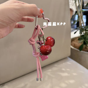 น่ารัก เชอร์รี่พวงกุญแจกระเป๋า Charm อุปกรณ์เสริมกล้อง สีครีม เชือก 3D ดีไซน์ ทันสมัย กระเป๋าจี้ Contrast สี Lanyard