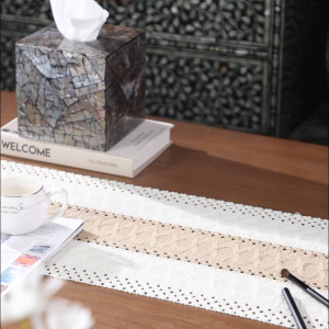 กล่องกระดาษทิชชู่ตกแต่งเปลือกหอยธรรมชาติโต๊ะกาแฟห้องนั่งเล่นม้วนกล่องเก็บกระดาษสร้างสรรค์นอร์ดิกลมแสงหรูหราครัวเรือนกล่องกระดาษสูบ