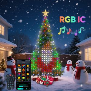 LED Christmas Tree Garland Light Fairy Lights Smart String Lights With Star Topper For Party Home Garden Christmas Tree Decor