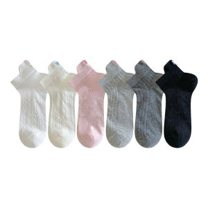 Womens Ballet Style Short Socks Pure Cotton Thin Mesh White Summer Cute Short Tube Socks Breathable Sweat Absorbent Cotton Socks