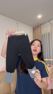 Quần Legging Thun Tăm Dày Mềm Mịn Phối Gấu Chấm Bi Bé Gái 8 ~ 18kg - KimKim Kids