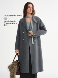 DUSHU | Elegant Oversized Double Breasted Wool Coat
