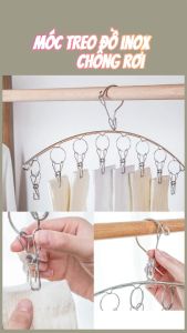 Móc Phơi Đồ Lót Inox Có 8 Kẹp Living C Dùng Phơi Tất Quần Áo Đồ Lót Trẻ Em Chống Rơi