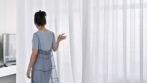 ม่านโปร่งแสงสีขาว ห่วงตาไก่ ผ้าคอตตอนผสม ดีไซน์มินิมอล รับประกัน 10 ปี จัดส่งในวันเดียวกัน