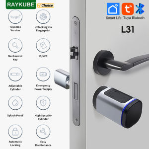 RAYKUBE L31 Tuya BLE Smart Fingerprint Electronic Door Lock 60/70mm Cylinder Lock With Tuya/ Smart Life APP/Keys/IC Card Unlock