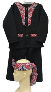 free iket satu stel Baju pangsi anak laki/baju seragam pangsi anak sekolah motif batik nasional merah