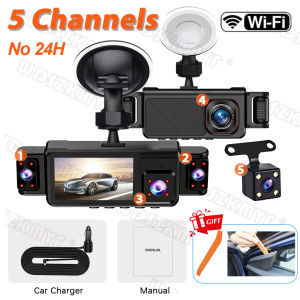 5 Dash Cam for Cars 1080P HD Recording Front Rear Car Camera Night Vision Recorder Built in Wi-Fi 24H Parking Mode APP Monitor
