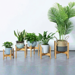 Minimalist Adjustable Bamboo Wood Plant Stand