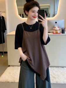 AIYITI | Korean Style Slightly Sheer Layering Loose Plus Size T Shirt Two-Piece Set