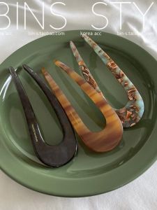 Korean Style U-Shaped Hairpin Ancient Resin Hair Styling Tool French Style Bun Maker Fashionable Hair Accessories
