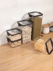 Kitchen Square Transparent Sealed Container Food Preservation Storage Jar Grain Storage Sealable Lid