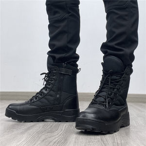 Winter Velvet Warm Cotton Shoes Mens and Womens Outdoor Tactics High-Top Boots Desert Mountaineering Breathable Side Zipper Integrated