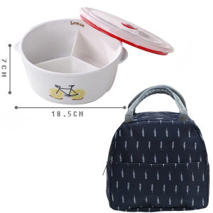 Hộp Cơm Bento Gốm Tròn An Toàn Cho Lò Vi Sóng