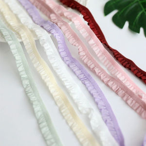 1cm Stretchy Ruffle Elastic Lace Trim Soft Organza Pleated Frill Ribbon 1/5 Yard for Bra DIY Garment Accessories Lolita Dress
