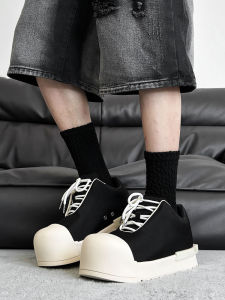 Joint-Name Couple Thick Sole Big Head Shoes Mens Japanese Style Height Increasing Leisure Mickey Sneakers Easiest for Match Retro Canvas Bread Shoes