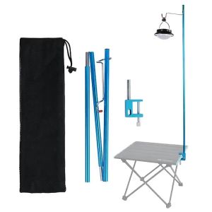 Thanh hợp kim nhôm cố định tại cạnh bàn để treo đèn cắm trại nhỏ (xanh/đỏ)