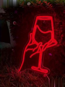 Cheers Wine Glass LED Neon Sign USB Có Thể Điều Chỉnh Đèn Tiệc Cho Nhà Bar Phòng Ngủ Di Động Trang Trí Tường Phong Cách Art Deco