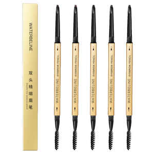 Waterproof Ultra Fine Gold Bar Eyebrow Pencil Double Headed Long Lasting Sweatproof Makeup Remover Friendly for Beginners