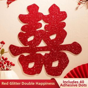 CHUNCAN | Wedding Red Glitter Happiness Decorations