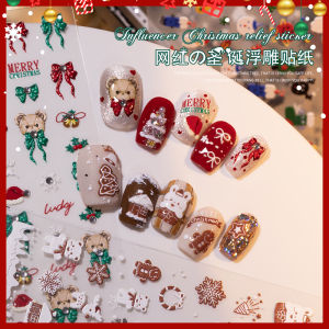 Christmas Wreath Nail Stickers 3D Snowflake Pearl Black White Butterfly Knot Cute Nail Decorations New 2025 Model Miss Gooey