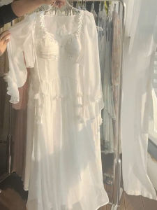 Elegant French Style Long Sleeve Maxi Dress Summer 2025 Vacation Vibes High Waist A-Line Gown Age-defying Chic Commute Ready